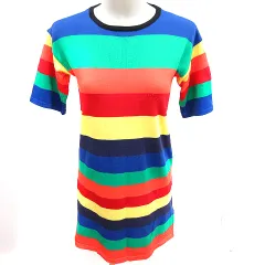 アナップ ANAP ワンピース ニット タイト ひざ丈 半袖 ボーダー F マルチカラー /RT