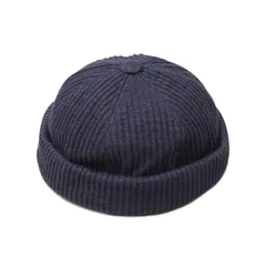 ベーシックエンチ Basiquenti ニット帽 ニットキャップ ロールキャップ フィッシャーマンキャップ ロールニット帽 リブ編み (ネイビー) 0