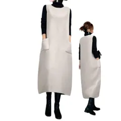 [DeerLuxe] 丸首 ジャンパースカート ワンピース タイトスカート ニット ポケット 通勤 オフィス レディース (M,A.オフホワイト) [A.オフホワイト] [M] [標準]