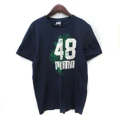 プーマ PUMA Tシャツ カットソー 半袖 L 紺 ネイビー /YI