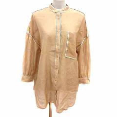 クラシカルエルフ CLASSICAL ELF シアーシャツ ブラウス オーバーサイズ 長袖 M 茶 ブラウン /YK