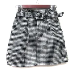 ヘザー Heather 台形スカート ミニ ギンガムチェック S 黒 ブラック /YI