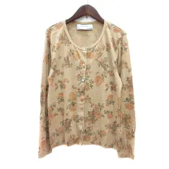 ザラ ZARA Collection カーディガン ニット 花柄 L ベージュ /MN