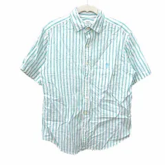 コーエン coen カジュアルシャツ ストライプ 半袖 S 水色 ライトブルー 白 ホワイト /YK