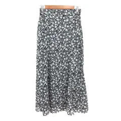 グローバルワーク GLOBAL WORK フレアスカート ロング 花柄 M 黒 ブラック /MN