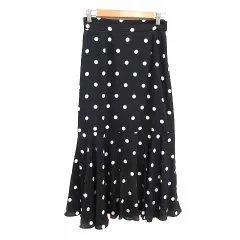 ロペピクニック ROPE Picnic フレアスカート ロング ドット 38 M 黒 ブラック 白 ホワイト /YK