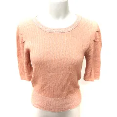 カスタネ Kastane ニット カットソー Uネック 五分袖 麻混 リネン混 F オレンジブラウン /RT