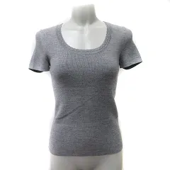 アンタイトル UNTITLED ニット セーター 半袖 ビーズ ウール 2 M グレー /YI