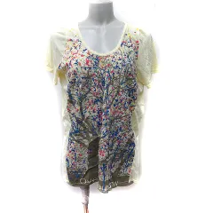 ジーナシス JEANASIS July.3 カットソー 半袖 総柄 F 白 オフホワイト /YI