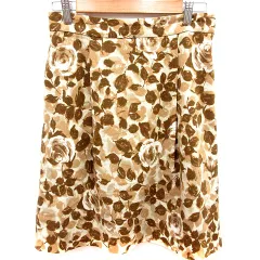 キース KEITH スカート フレア ひざ丈 総柄 ウール 40 茶 ブラウン ベージュ /RT