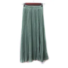 ジュノア JUNOAH プリーツスカート ロング 緑 カーキ /YI
