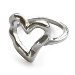 【新品】 [ジュエル ボックス] JewelVOX リング 指輪 サージカルステンレス レディース 金属アレルギー対応 ハート 大ぶり 大人 (14号, シルバー) 0