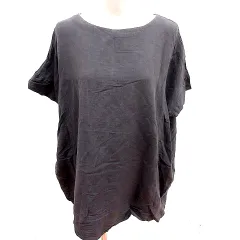 スタディオクリップ Studio Clip シャツ ノーカラー 半袖 麻混 リネン混 F グレー /RT