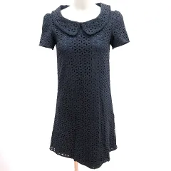 レッセパッセ LAISSE PASSE ワンピース タイト ひざ丈 総柄 36 紺 ネイビー /RT