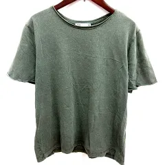 ザラ ZARA カットソー Uネック 半袖 L カーキ /RT
