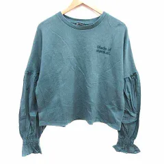 ザラ ZARA トレーナー スウェット 切替 長袖 M 緑 グリーン /YK