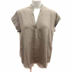 アズールバイマウジー AZUL by moussy ブラウス スリットネック フレンチスリーブ M ベージュ /YK