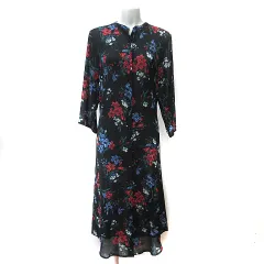 ジーナシス JEANASIS ワンピース ロング シフォン 花柄 シアー F 黒 ブラック /YI