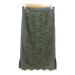ガリャルダガランテ GALLARDAGALANTE NAVY タイトスカート ミモレ ロング レース 切替 0 XS 緑 グリーン /MN
