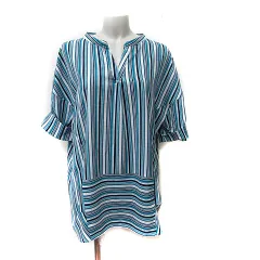 シューラルー SHOO・LA・RUE ワンピース ミニ チュニック ストライプ 五分袖 M マルチカラー /YI