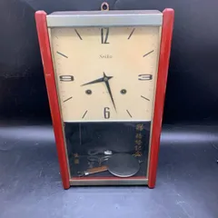 セイコー社ゼンマイ掛け時計、小さな丸型振り子時計、昭和レトロゼンマイ振り子時計 セイコー社ゼンマイ掛け時計、小さな丸型振り子時計、昭和レトロ
