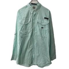 Columbia PFG 長袖 チェックシャツ M ライトブルー ホワイト コロンビア ボタンダウン 胸ポケット フィッシング トップス 春物 a711-6020