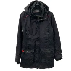 kappa コットンジャケット2XL ブラック カッパ ジップアップ ボリュームリブネック 発汗調整口付き マルチポケット 冬物 a711-6047
