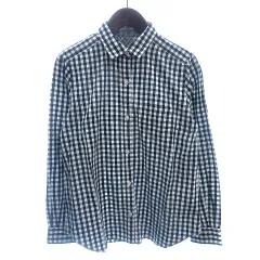 株式会社 ユナイテッドアローズ シャツ ブラウス ショートポイントカラー ギンガムチェック 長袖 黒 ブラック /AU