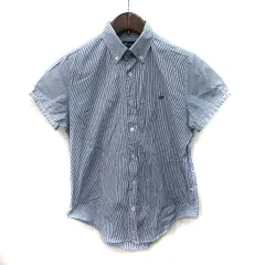 ジムフレックス Gymphlex シャツ ボタンダウン ストライプ 半袖 14 紺 ネイビー /YI