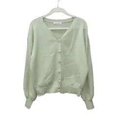 ナチュラルビューティーベーシック NATURAL BEAUTY BASIC カーディガン ニット 長袖 M 緑 ライトグリーン /MS