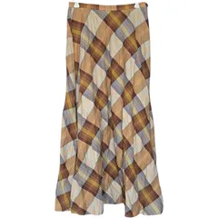 Z1623 SCAPA ロングスカート スキャパ フレア     L  イタリア コットン レディース40 ブラウン チェック
