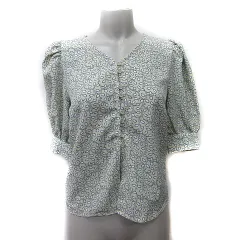 ティティベイト titivate ブラウス 半袖 総柄 S 薄緑 /YI