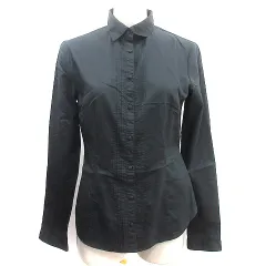 コムサイズム COMME CA ISM シャツ ブラウス ステンカラー 長袖 M 黒 ブラック /AU