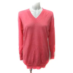 23区 オンワード樫山 カットソー Vネック 長袖 麻 リネン 38 M ピンク /YI