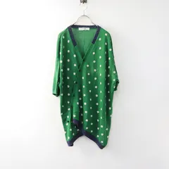 スーパーハッカ SUPER HAKKA 水玉 変形 ニットカーディガン‖グリーン トップス ドット 羽織り 前開き【2400014697254】