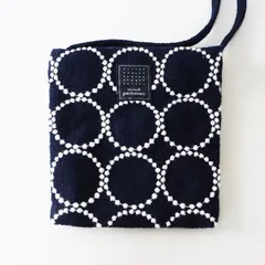 美品 限定商品 ミナペルホネン mina perhonen tambourine pocketbag 刺繍ミニショルダーバッグ ネイビー┃肩掛け【2400014696899】