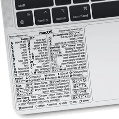 SYNERLOGIC (5pcs) Mac OS (Ventura/Monterey/Big Sur/Catalina/Mojave) Keyboard Shortcuts, No-residue Clear Vinyl S [Clear-Black] [5]