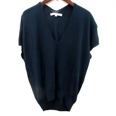 ナチュラルビューティー NATURAL BEAUTY ニット カットソー Vネック ノースリーブ 36 紺 ネイビー /RT