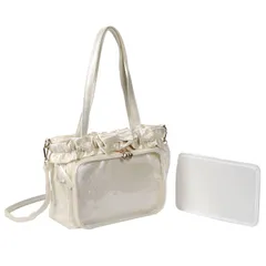 [ハルジオ] 痛バッグ ショルダー 痛バ トート 推し活バッグ ショルダーバッグ トートバッグ 2WAY 痛バック 可愛い 黒 白 いたばっく いたば ぬい ちびぬい ぬいぐるみ 鞄 かばん リボン フリル かわいい おしゃれ 人気 (ホワイト) [ホワイト]