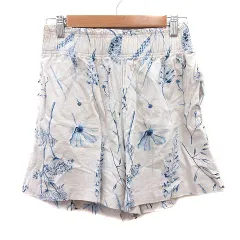 エイチ&エム H&M ショートパンツ キュロット 花柄 麻混 リネン混 S 白 アイボリー /MN ●RY