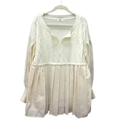 ビームスハート BEAMS HEART チュニック ニット 長袖 ケーブル 切替 白 アイボリー /MN ●RY