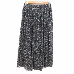 アズノウアズ as know as プリーツスカート ロング 花柄 紺 ネイビー /YK