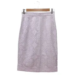 マーキュリーデュオ MERCURYDUO タイトスカート ひざ丈 レース 切替 M ピンク 紺 ネイビー /MS