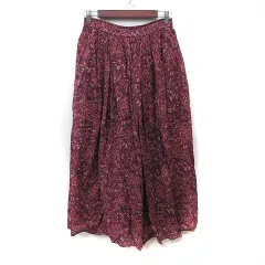 ニコアンド Niko and.. フレアスカート ギャザー ロング マキシ ペイズリー柄 赤 ボルドー /YI