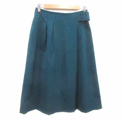 ナチュラルビューティーベーシック NATURAL BEAUTY BASIC フレアスカート ミモレ ロング タック M 深緑 ダークグリーン /YK