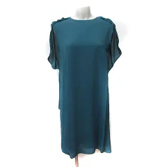 ケイビーエフ KBF アーバンリサーチ ワンピース ひざ丈 ノースリーブ 切替 シフォン ONE 青緑 /YI