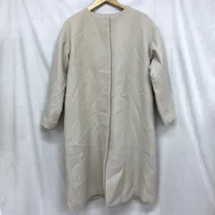 N. ナチュラルビューティーベーシック 21AW ビーバーメルトンノーカラーコート 比翼ボタン ウールロングコート M エクリュ