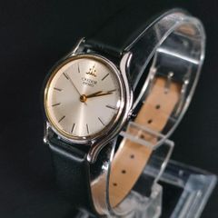 814-15 미품 SEIKO 세이코 CREDOR 크레도르 화이트 블랙 실버 골드 쿼츠 quartz 전지식 여성 lady's 여성 손목시계 가죽 밴드 leather band watch 라운드 1F20-6860