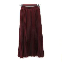 ジュノア JUNOAH プリーツスカート ロング 赤 ボルドー /YI