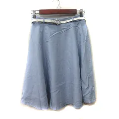 ミッシュマッシュ MISCH MASCH フレアスカート ミモレ ロング 麻混 リネン混 38 M 水色 /YI